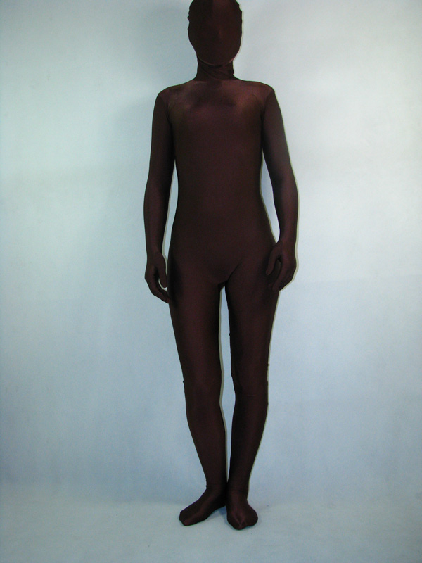 Dark Brown Unicolor Spandex Unisex Zentai Suit - Click Image to Close